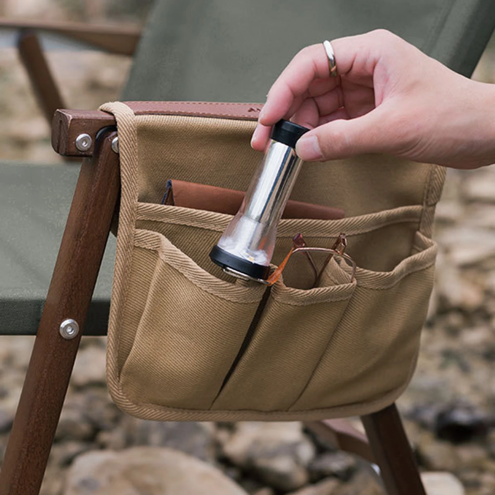 Camping  Armrest Organizer with 4 Pockets Hanging Sundries   Holder Storage Bag  for Arm Folding s