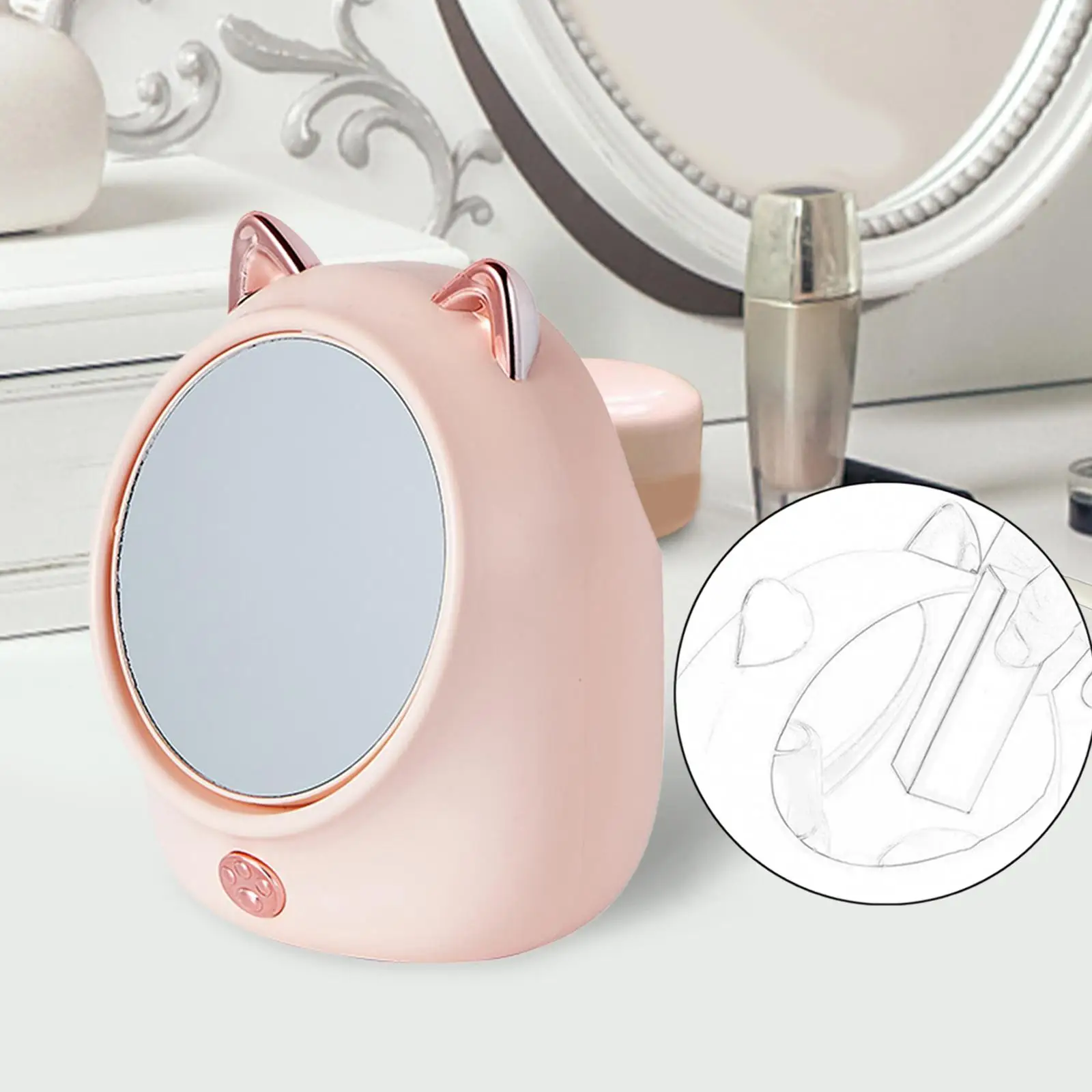 Makeup Storage Box with Double Sided Mirror 360 Degree Rotation Tabletop Mirror Jewelry Organizer for Dressing Table Desk