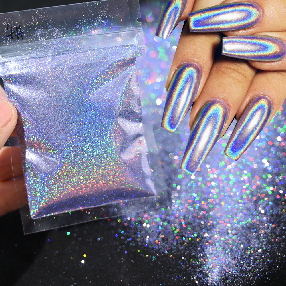 Best of 10g / 5g Laser Holographic Rainbow Nail Glitter 0.2mm Ultra Fine Sparkly Nail Powder Rub Dust Dazzling Glitter Chrome Pigment Reviews & Tips