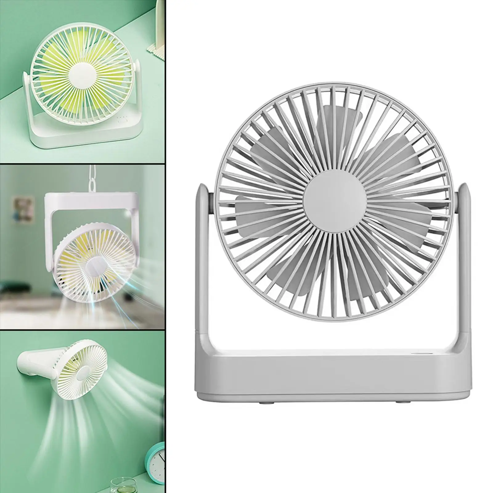 Portable Personal Table Fan USB Corded Wall Mounted Fodable Cooling Air Circulator Space Saving Strong Wind for Bedroom Gray