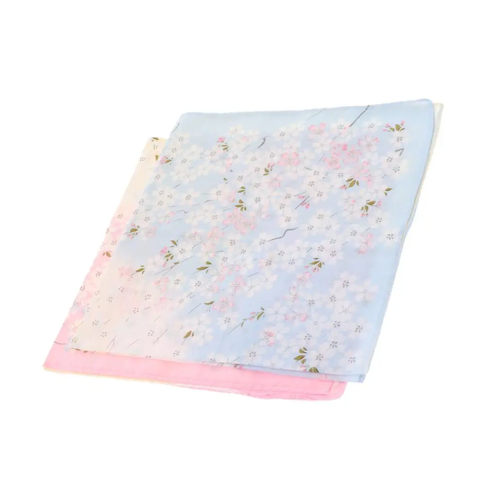Pack of 2 Womens Printing Floral Cotton Lace Handkerchiefs Hankies
