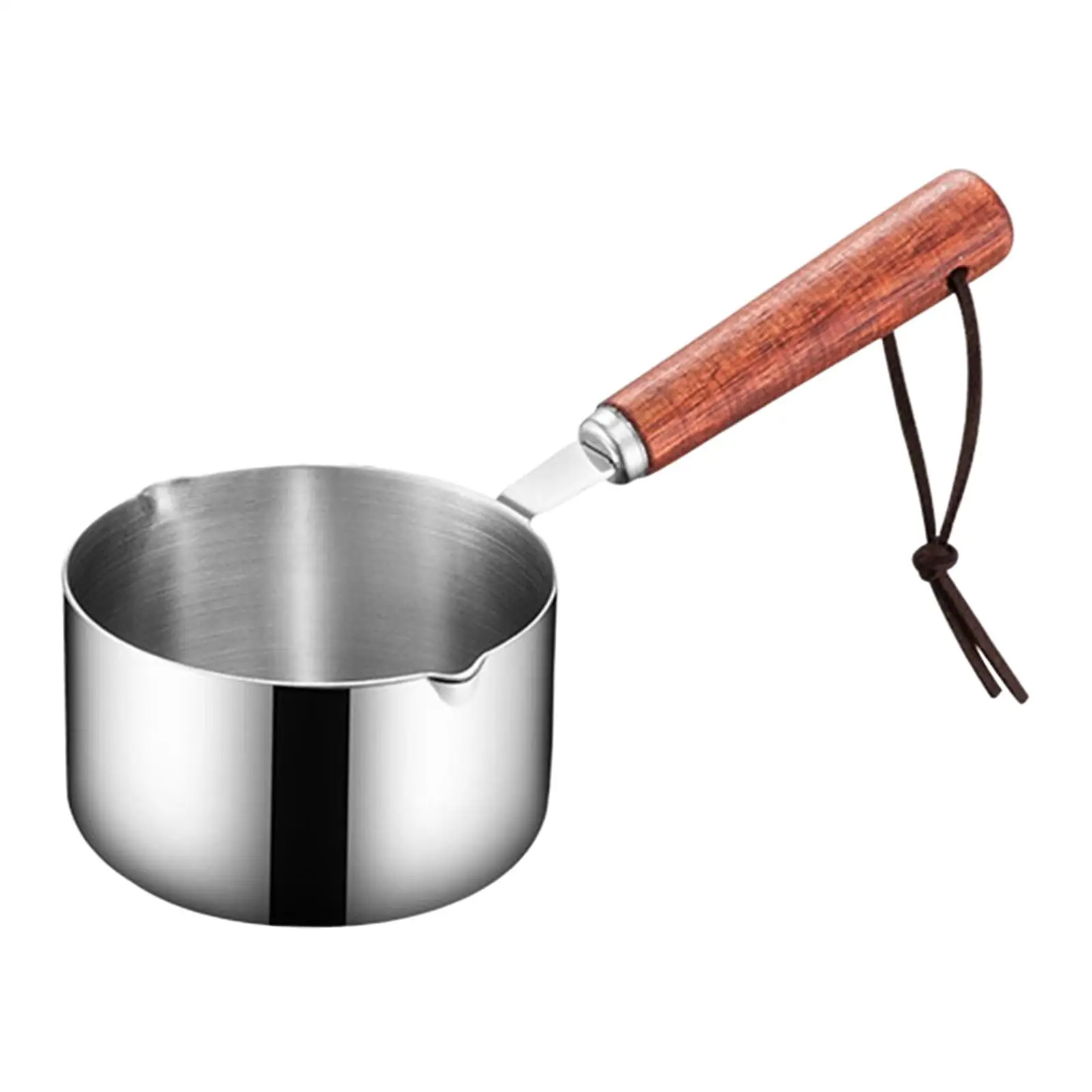 304 Stainless Steel Mini Soup Pot with Wooden Handle Milk Pan Small Saucepan for Burning Oil Reheating Soup Stovetop Camping