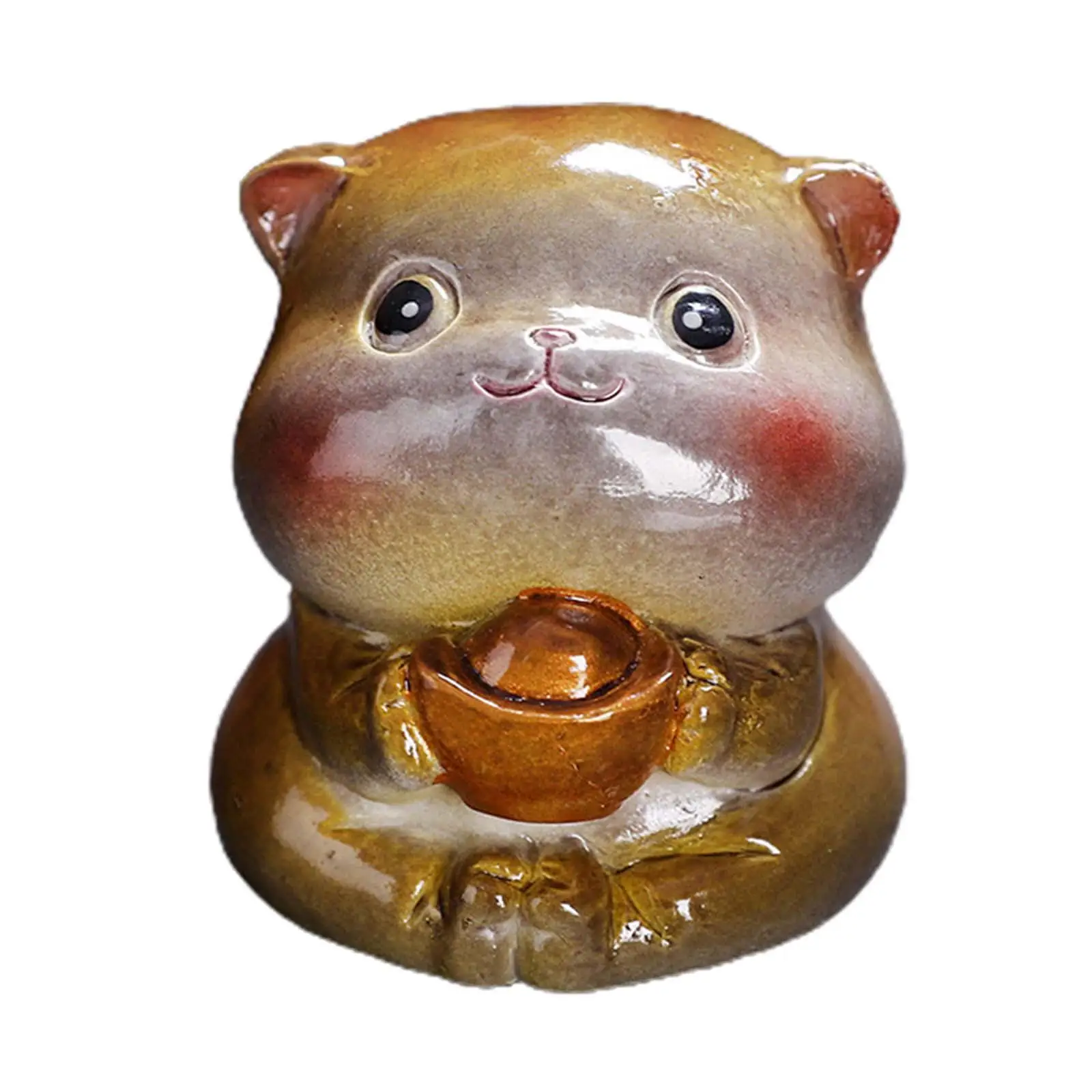 Tea Pet Cat Ornament Lovely Animal Figurine for Office Living Room Tea Table