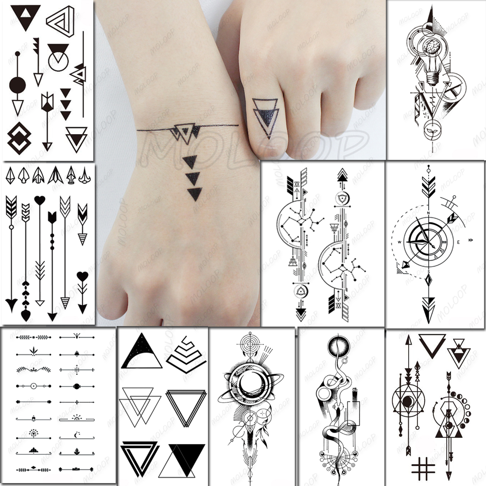 Best of Geometry Triangle Arrow Temporary Tattoo Sticker Waterproof Women Men Adults Fake Body Art New Design 10.5X6cm Kids Hand Tatoo Reviews & Tips