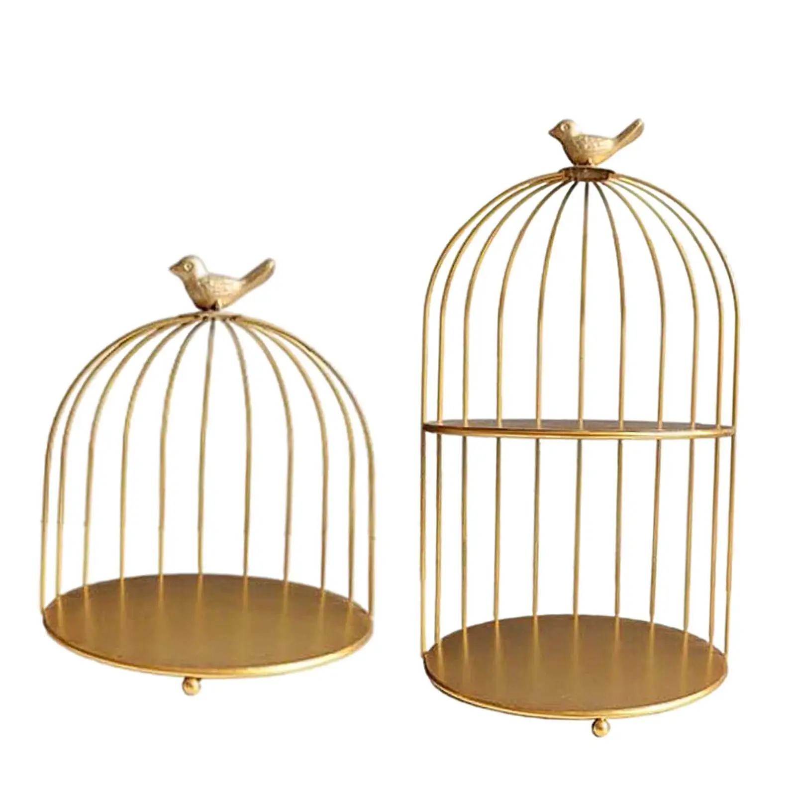 Nordic Metallic Bars Make up Bird Cage Storage Jewelry Holder Cosmetics Display Cupcake Stand for Dresser Girl Necklace Earring