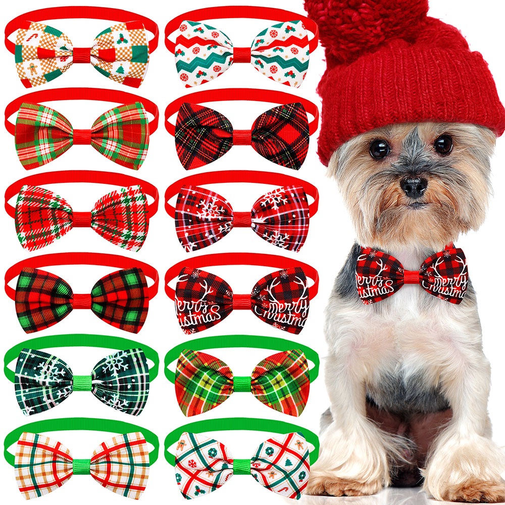 50/100pcs kleine Hund Katze Bowties für Weihnachten Hund Bögen Hund Weihnachten Pflege Haustier Hund Welpe Fliege Krawatten für Hunde Lieferungen – Detail 1