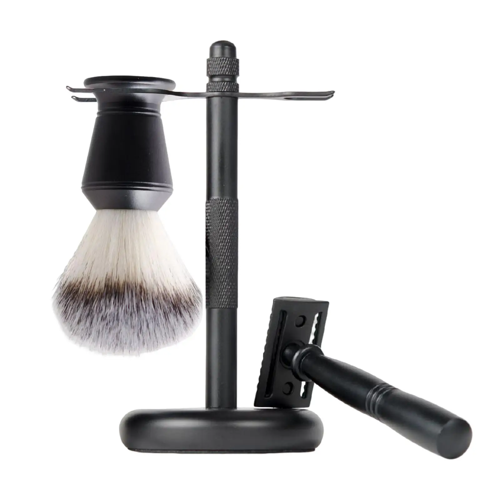 3Pcs Mens Shaving Set Black Color Elegant Razor Shaving Kit Shaving Razor+ Stand Holder +shaving Brush Set for Dad Boyfriend