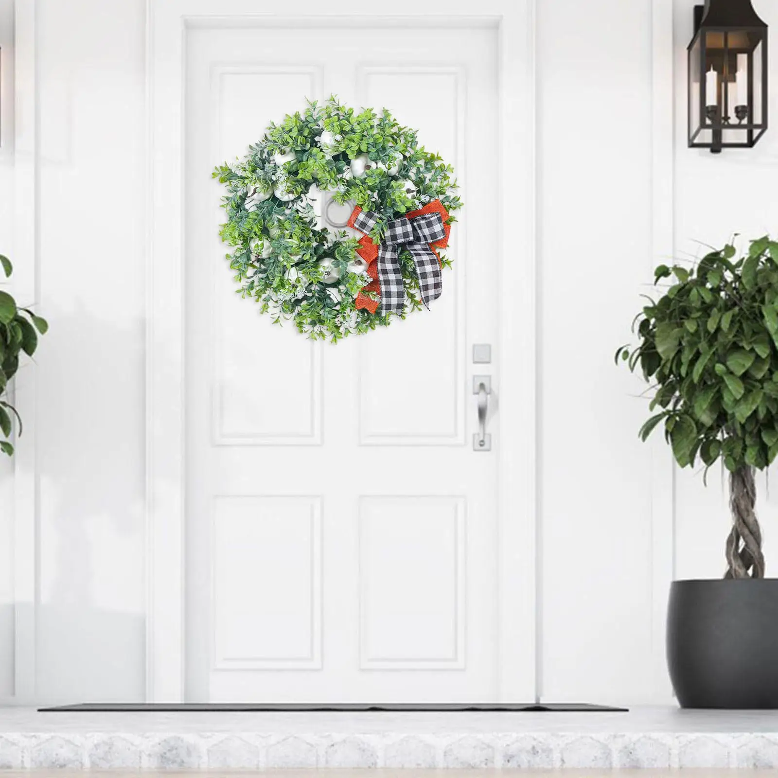 Eucalyptus Pumpkin Wreath for Front Door Greenery Leaves Wall Hanging 16in Fall Wreath for Wedding Balcony Wall Party Holiday
