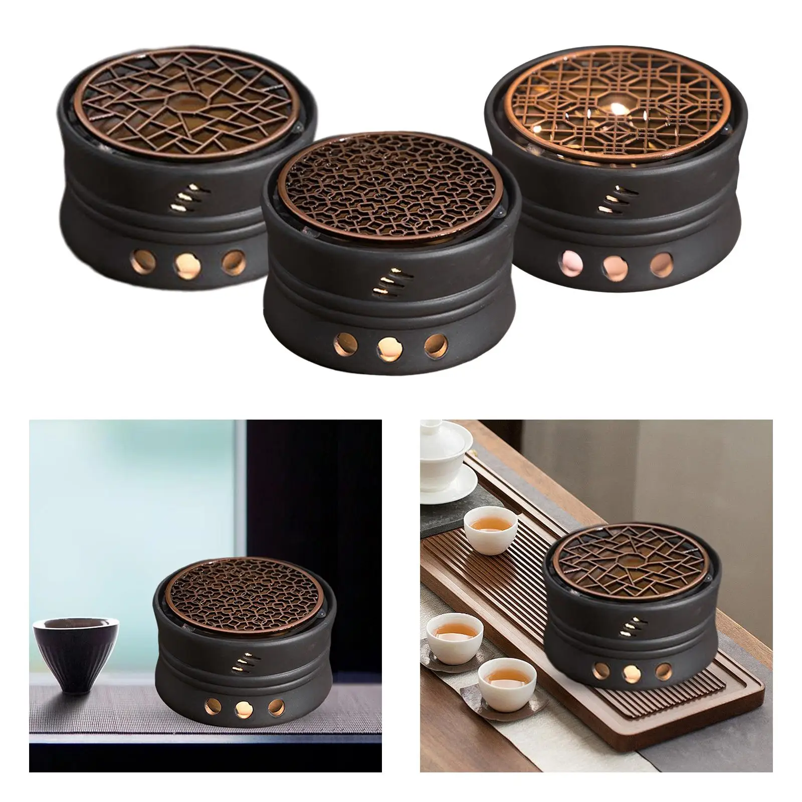 Ceramic Tea Warmer Teapot Heating Base Holder Teapot Heater Tea Light Warmer for Kitchen Home Restaurant Hiking Travel