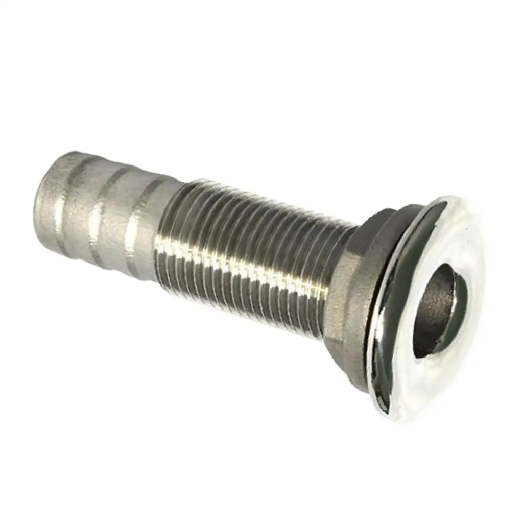 Stainless Steel Straight Thru-Hull Fitting, Length, /2Inch