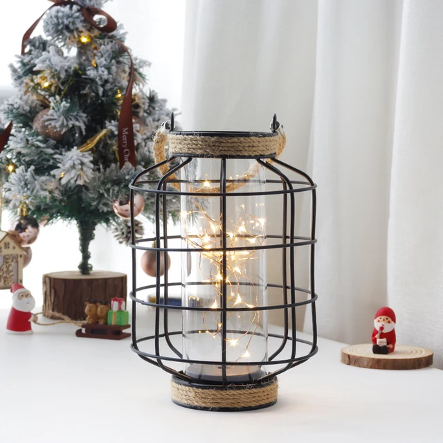Metal Cage Candle Holder Lantern Battery Powered Table Lamp LED Lanterns  Cordless Light for Bedroom Wedding Party Home Decor - AliExpress