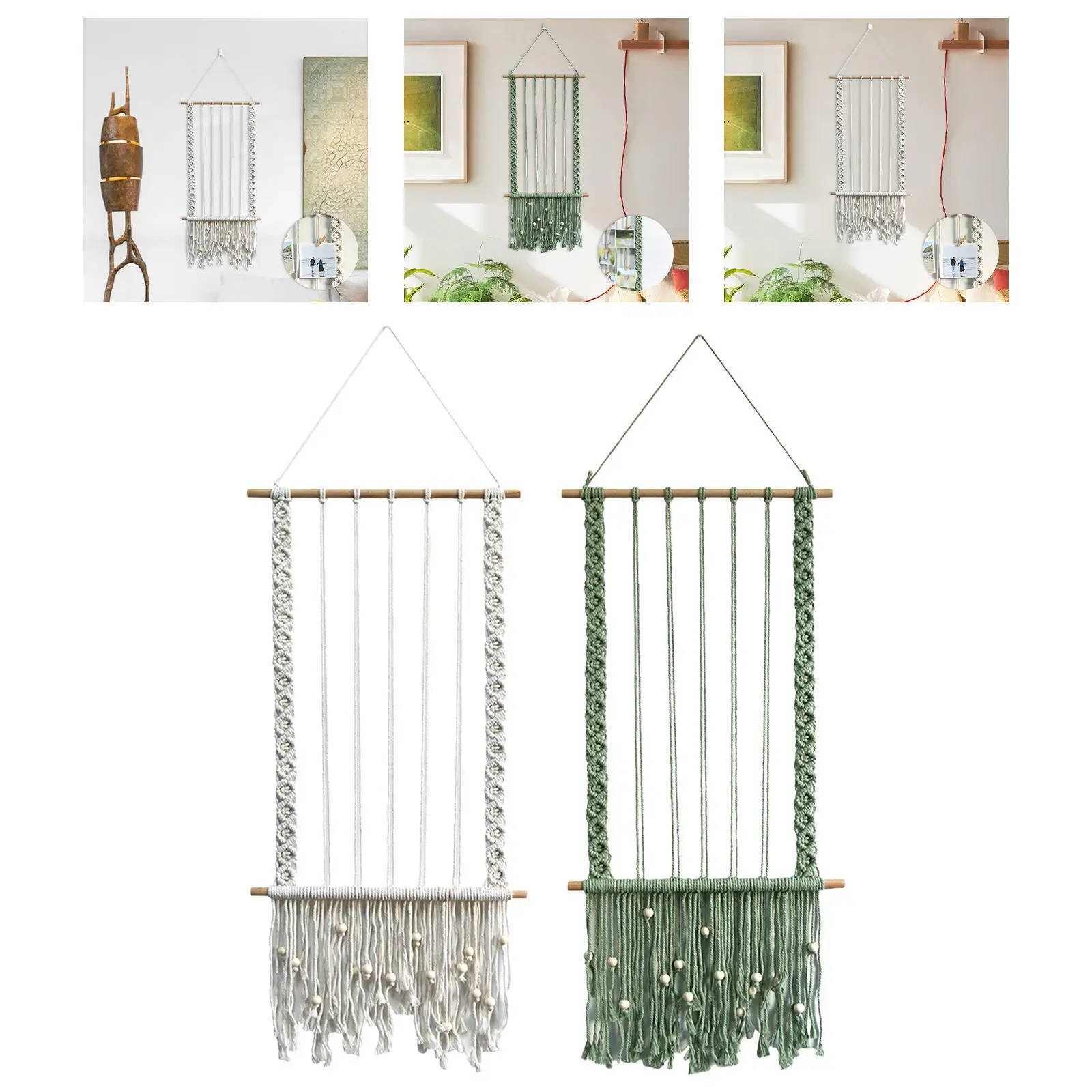Boho Macrame Wall Decor Picture Frames Bedroom Collage Hanging Photo Display