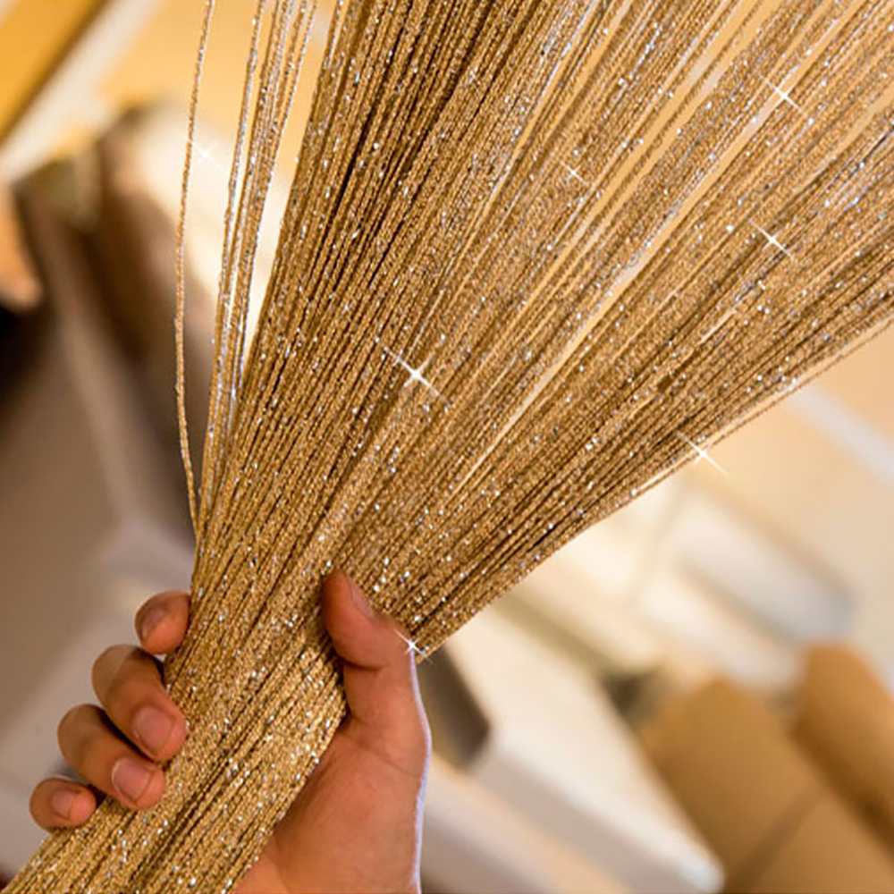 Description Picture 6 of item200x100 CM Thread Curtains Solid Stripe Classic Line Tassel Curtain Window Blind Valance Living Room Divider Door Decorative