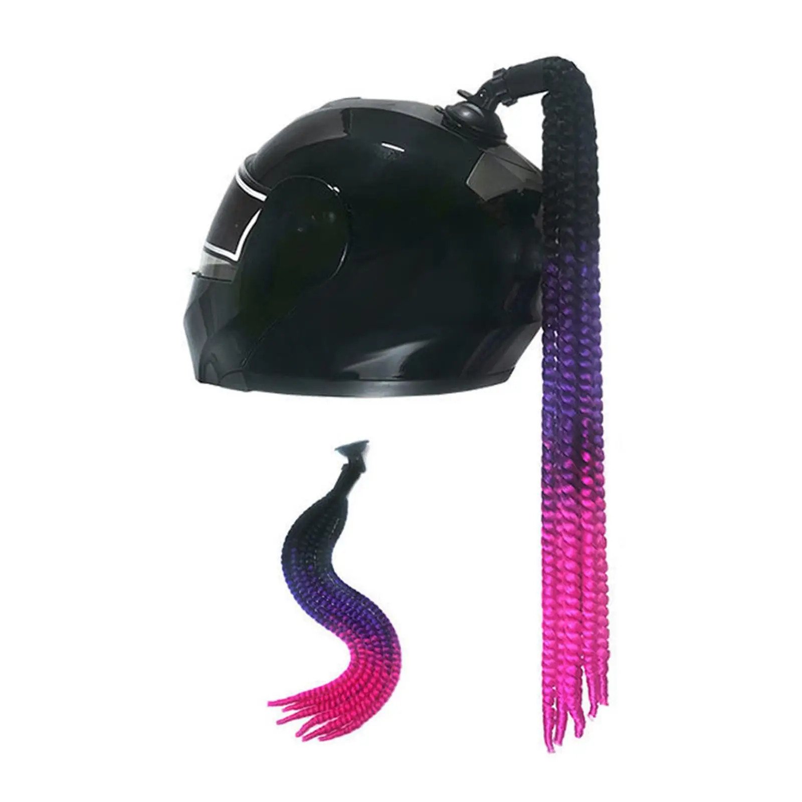 Helmet Pigtails 22inch (Helmet Not Included) Helmet Hair for Motorcycle