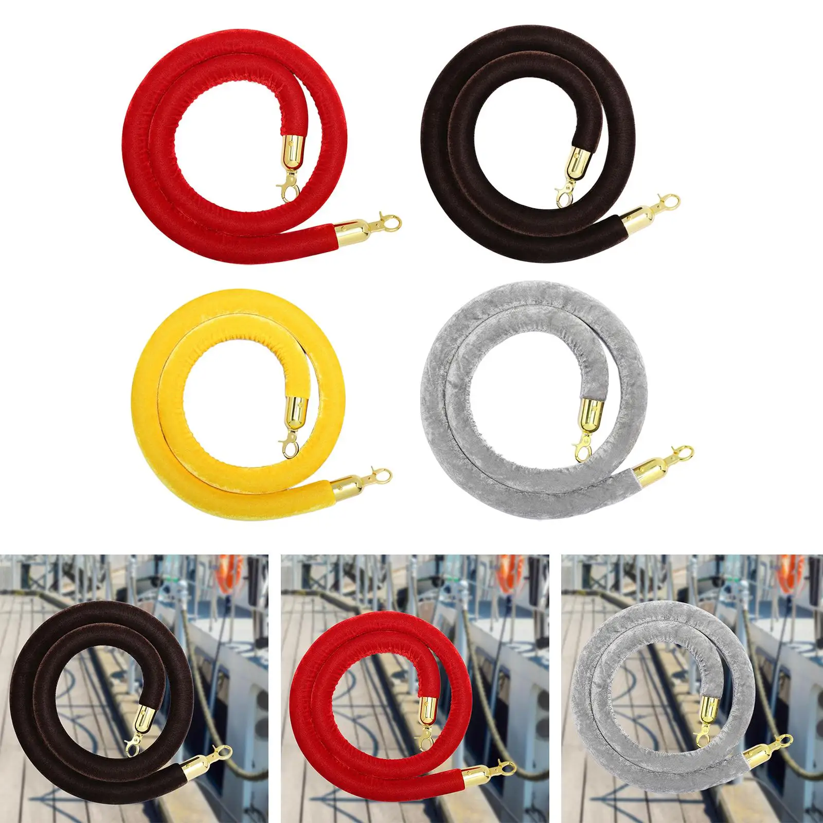 1x Queue Barrier Rope 4.9ft Playground Snap Queue Line Barrier Rope Welcome Flannel Rope for Grand Openings Queue Divider Hotel