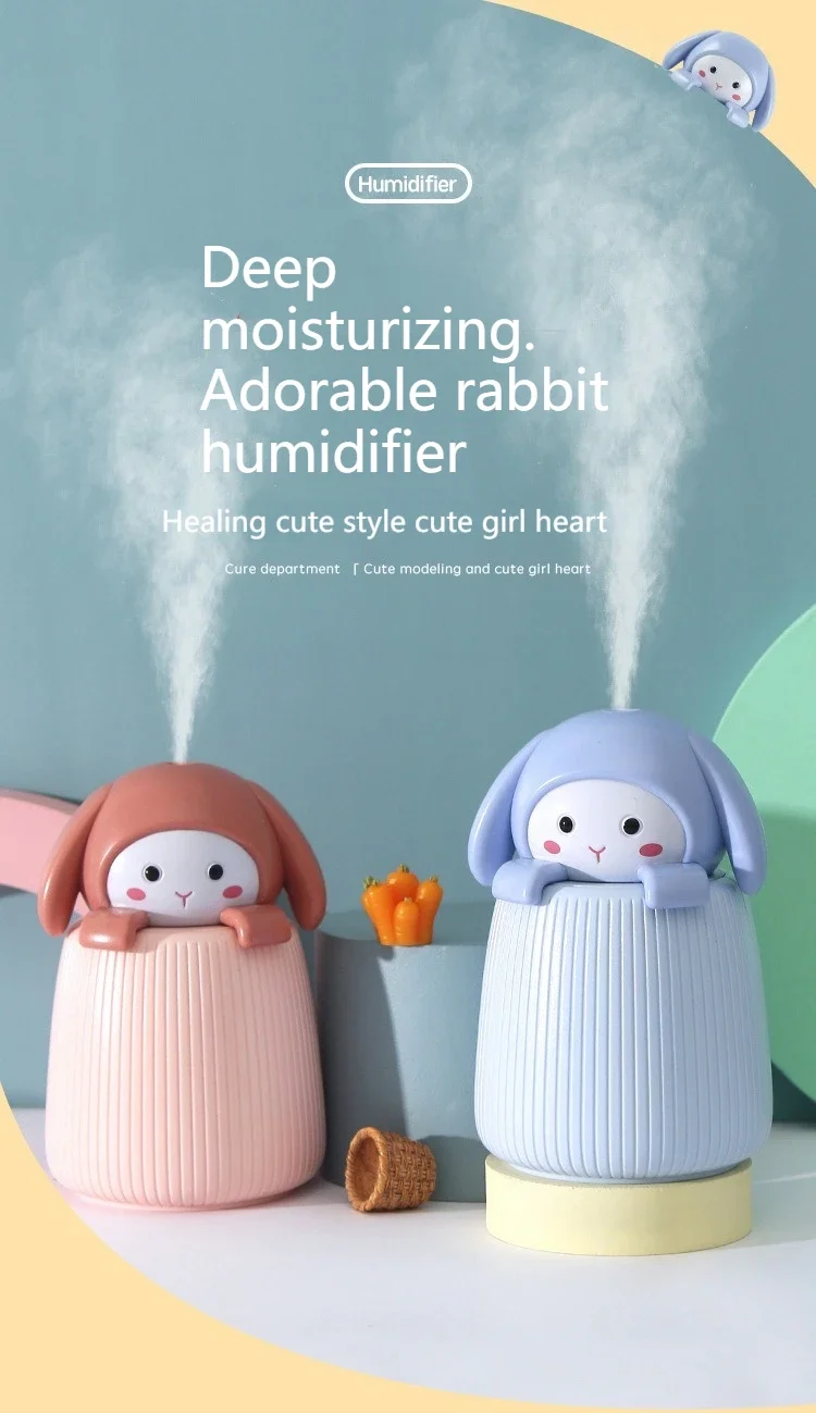 Title 2, Cartoon cute rabbit desktop humidifier two-gear...