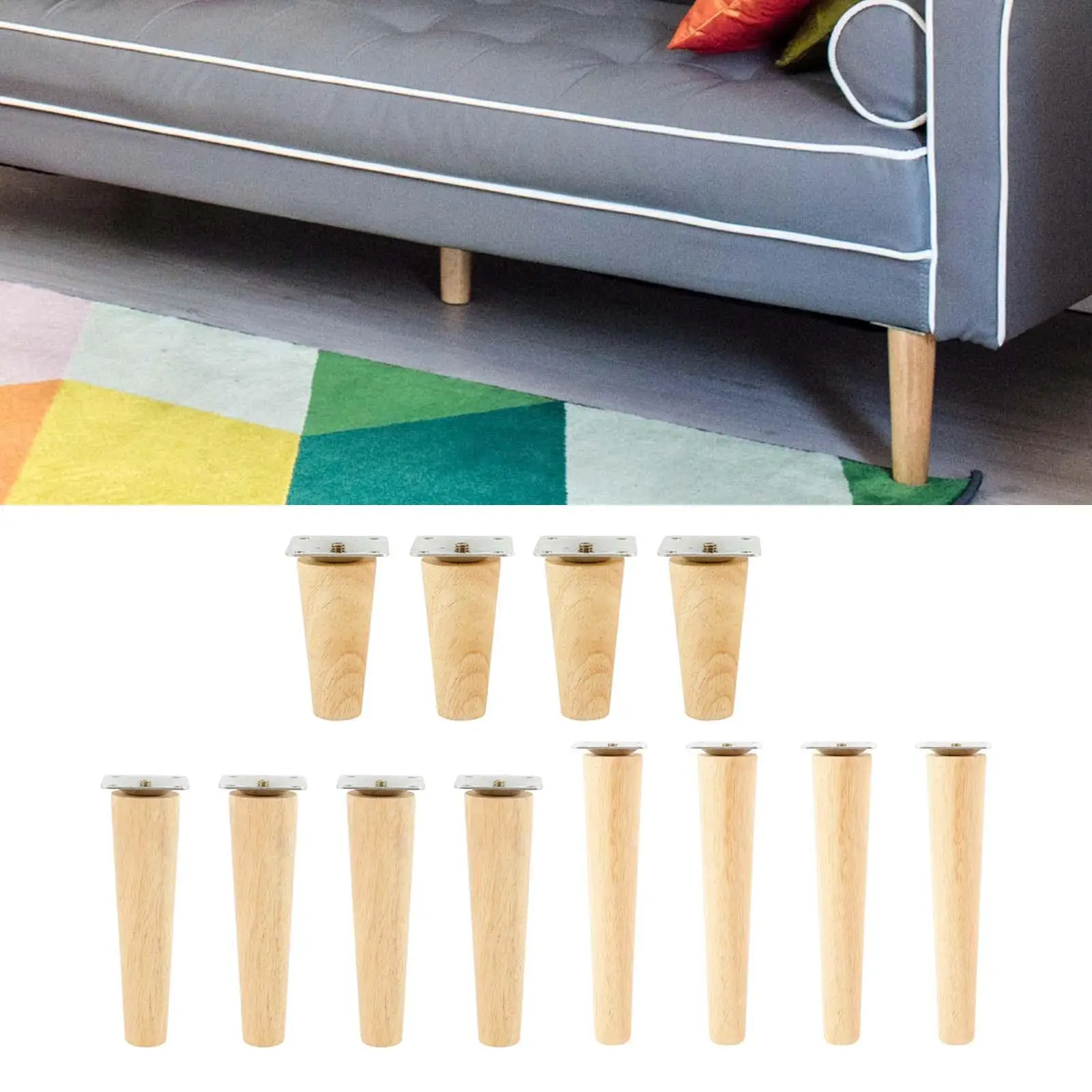 4 Pieces Wooden Furniture Leg Stable Chair Legs Furniture Legs Fashion Sofa Legs DIY for Cupboard Couch Wardrobe Chair Shelves