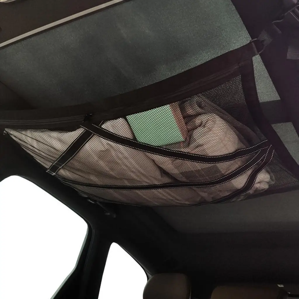 Interior Car Ceiling Storage Bag Mesh Roof Organizer for Tent Camping