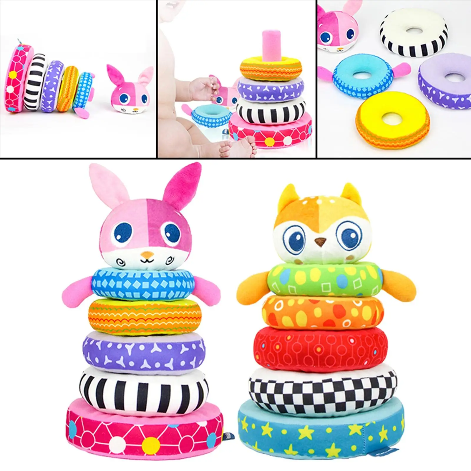 Rainbow Stacking  Fine  Teaching Aids with Sound Soft Building Blocks for Boys Girls Toddler Kids Children