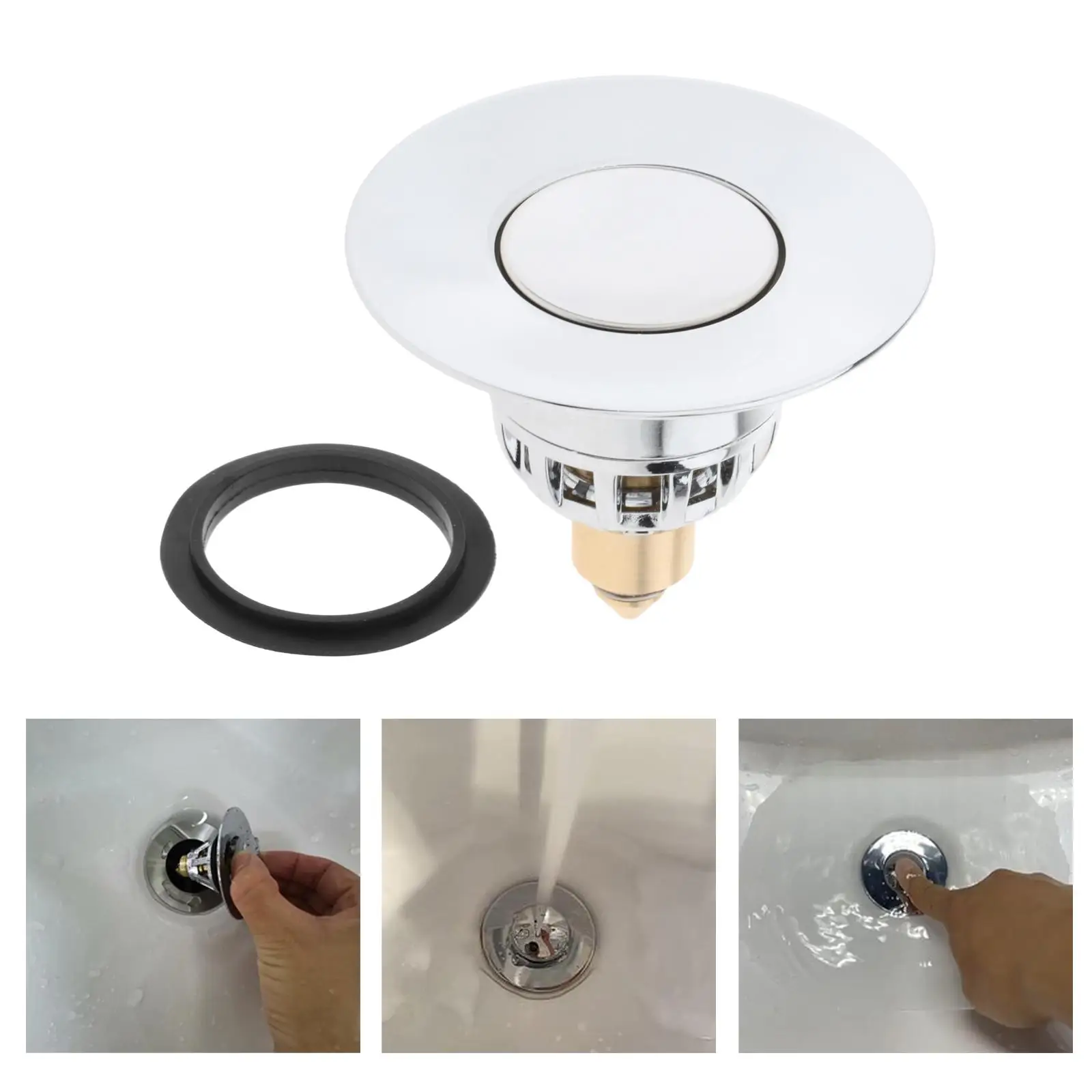 Core Push Type Basin -Sink Plug Drain Filter Stopper for Drain Hole 1.34-1.57 inches