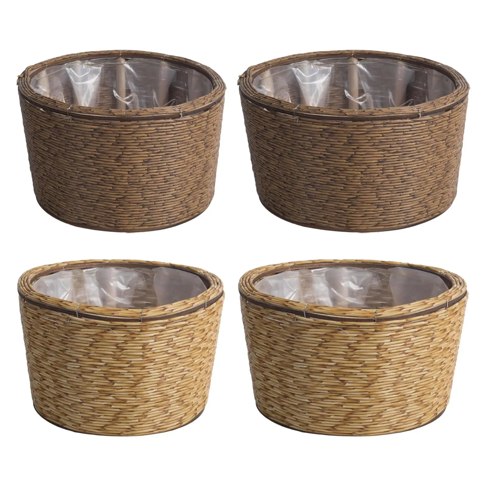 Woven Planters Basket with Plastic Liner Laundry Bag Containers Flowerpot Plant Pot for Indoor Picnic Balcony Bedroom Decoration