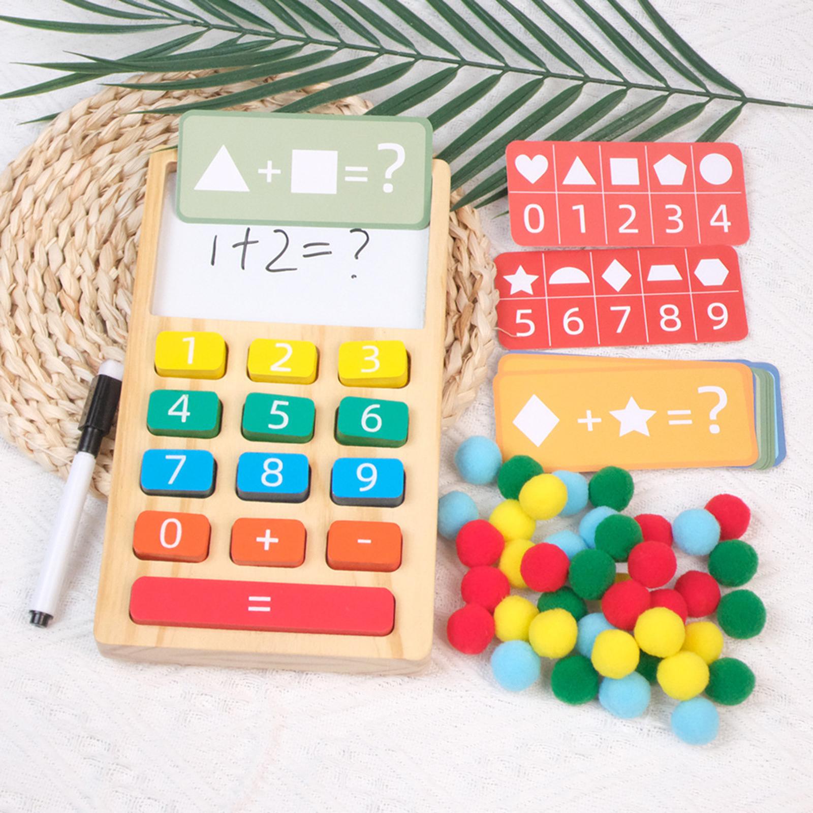 Wooden Calculator Addition Subtraction Montessori Toy Early Math Educational for Preschool Homeschool Birthday Gift kids