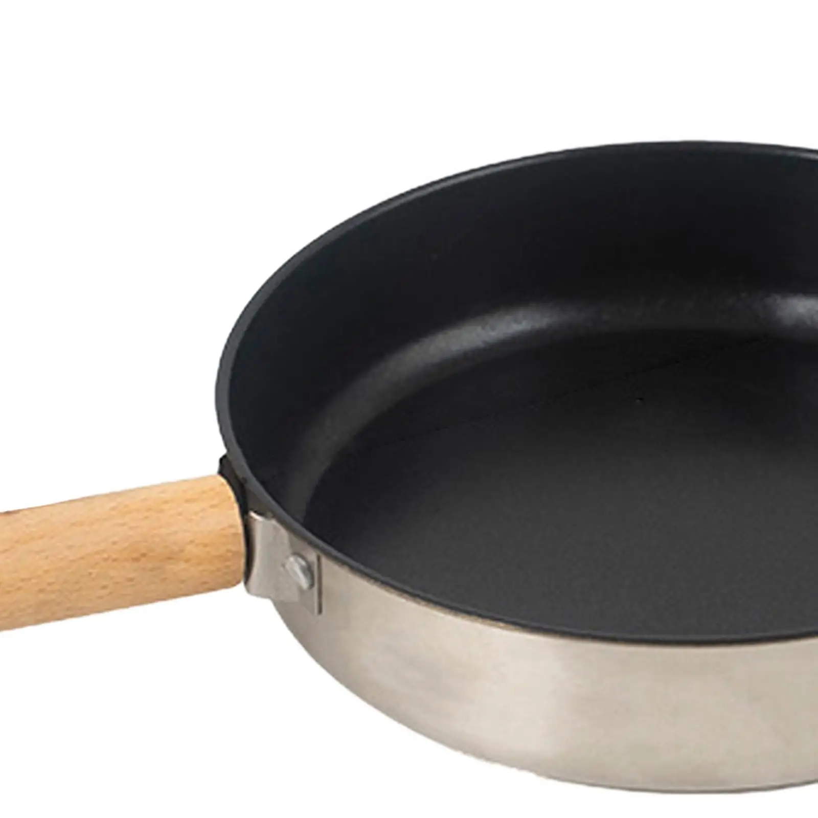 Nonstick Frying Pan with Wooden Handle, Flat Griddle Pan, Camping Fry Pan for