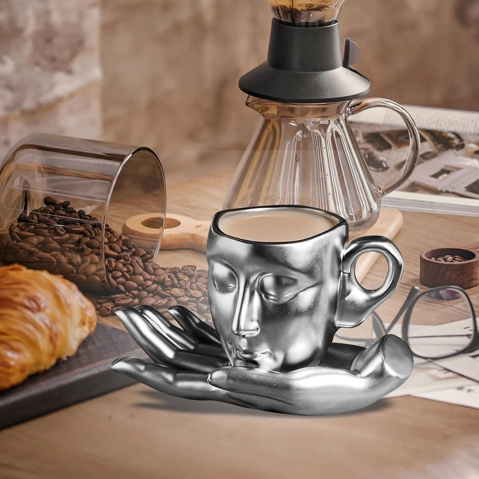 260ml Espresso Mugs Creative Human Face Mug for Hot Cold Drinks Water Latte