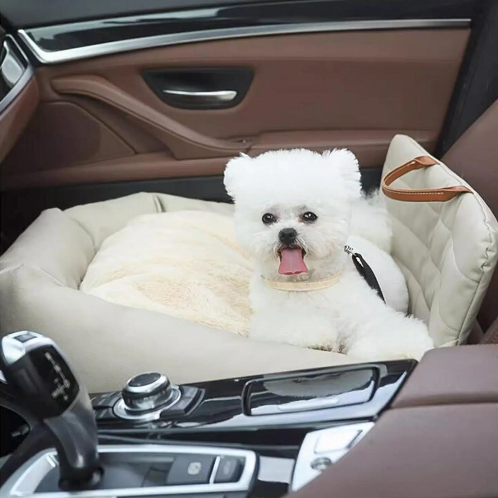 Dog Seat for Front Seat Protection with Safety Leash Car Dog
