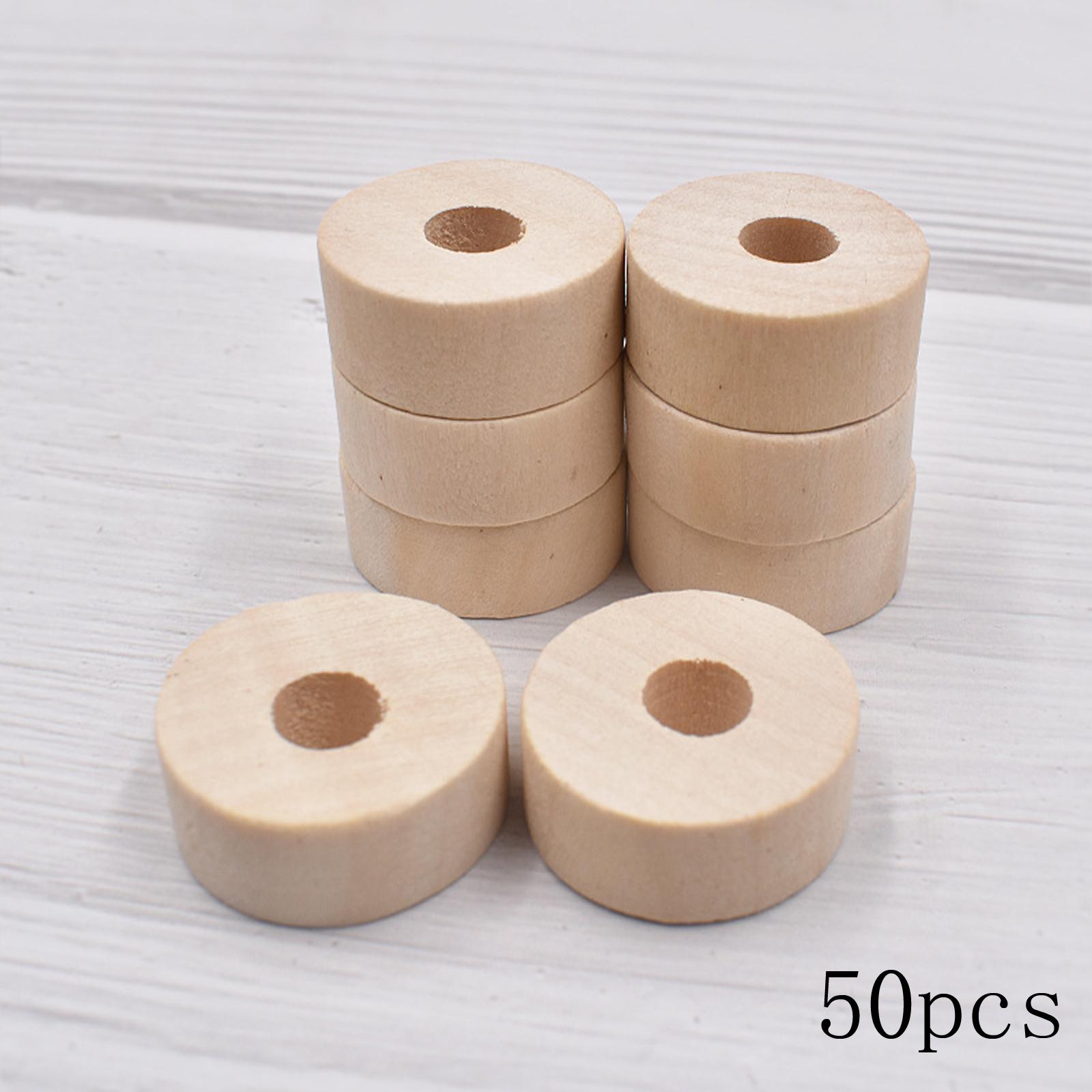 50x 1inch Diameter Unfinished Slab Wooden Wheels 7mm Hole Circle for Crafts Toys Home Decoration Painting Staining Embellishment