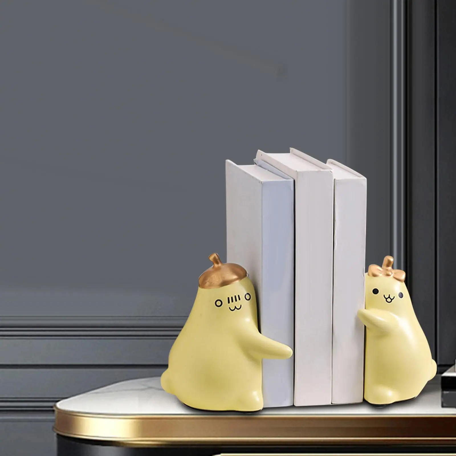 Hugging Pear Bookend Pear Statue Book Stand Anti Slip Base Decorative Bookends Book Ends Stoppers for Shelf Home Office Decor