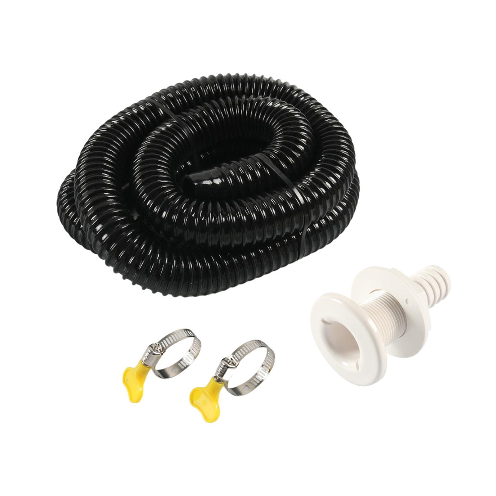 thru Hull Fitting 6ft Marine Bilge Pump Hose Installation Kit Black Bilge Pump