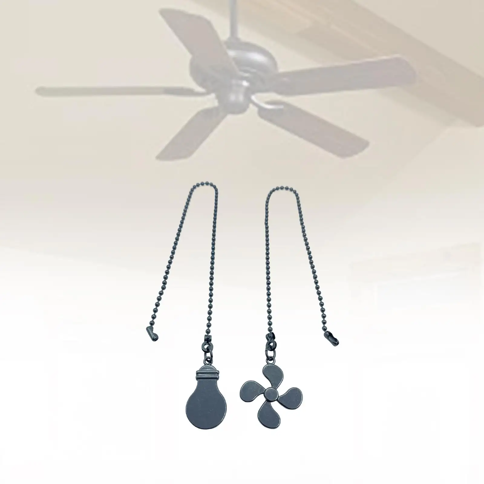 Ceiling fan pull chain with beaded ball connector metal embellishments