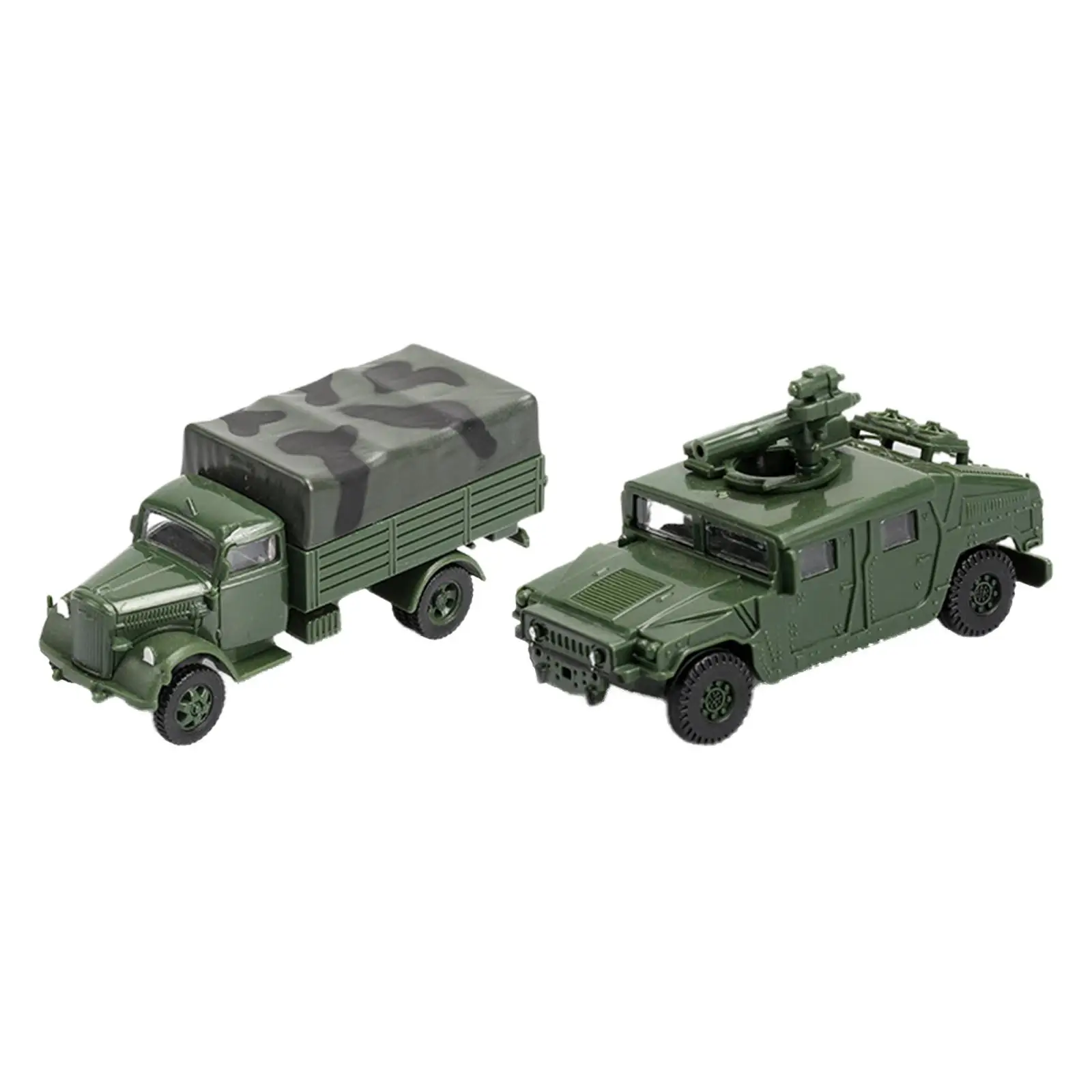 2 Pieces Miniatures 1:72 Assemble American Humvee Kits Hobby Building Puzzle Ornaments for Christmas Present Desktop Kids Gifts