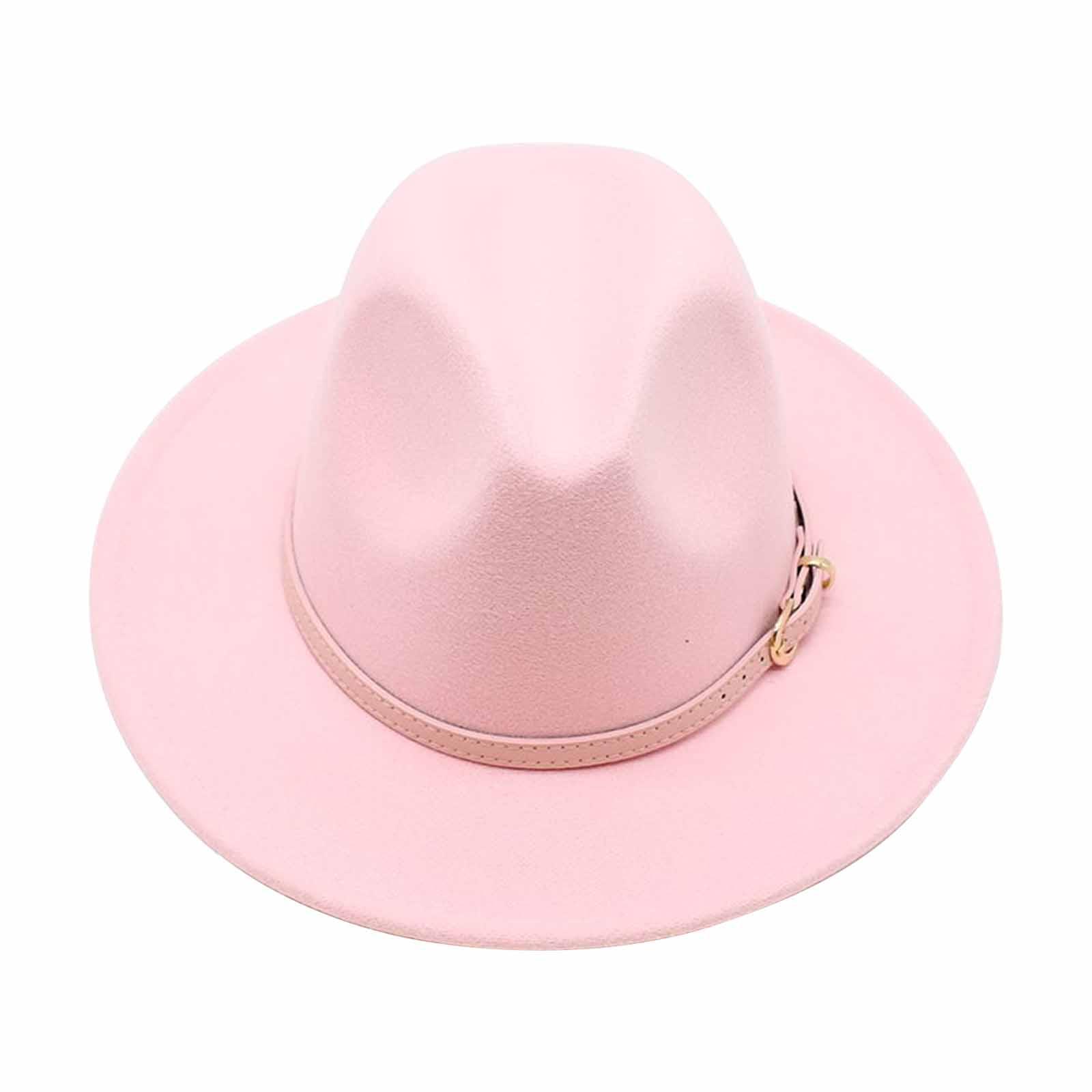 Women Fedora Hats Belt Buckle Cowgirl Cap Panama Hat for Wedding Cosplay Stage Performance