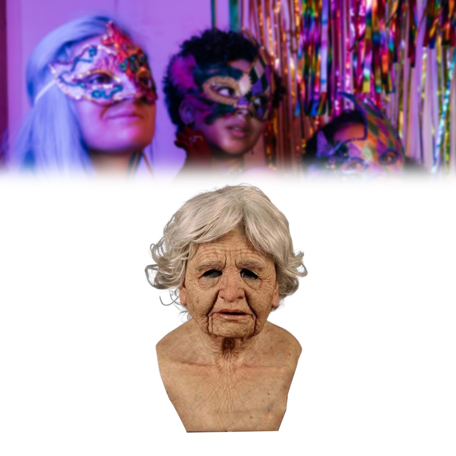 Funny Latex Mask Human Wrinkle Face Mask Grandfather Head Cover for Cosplay
