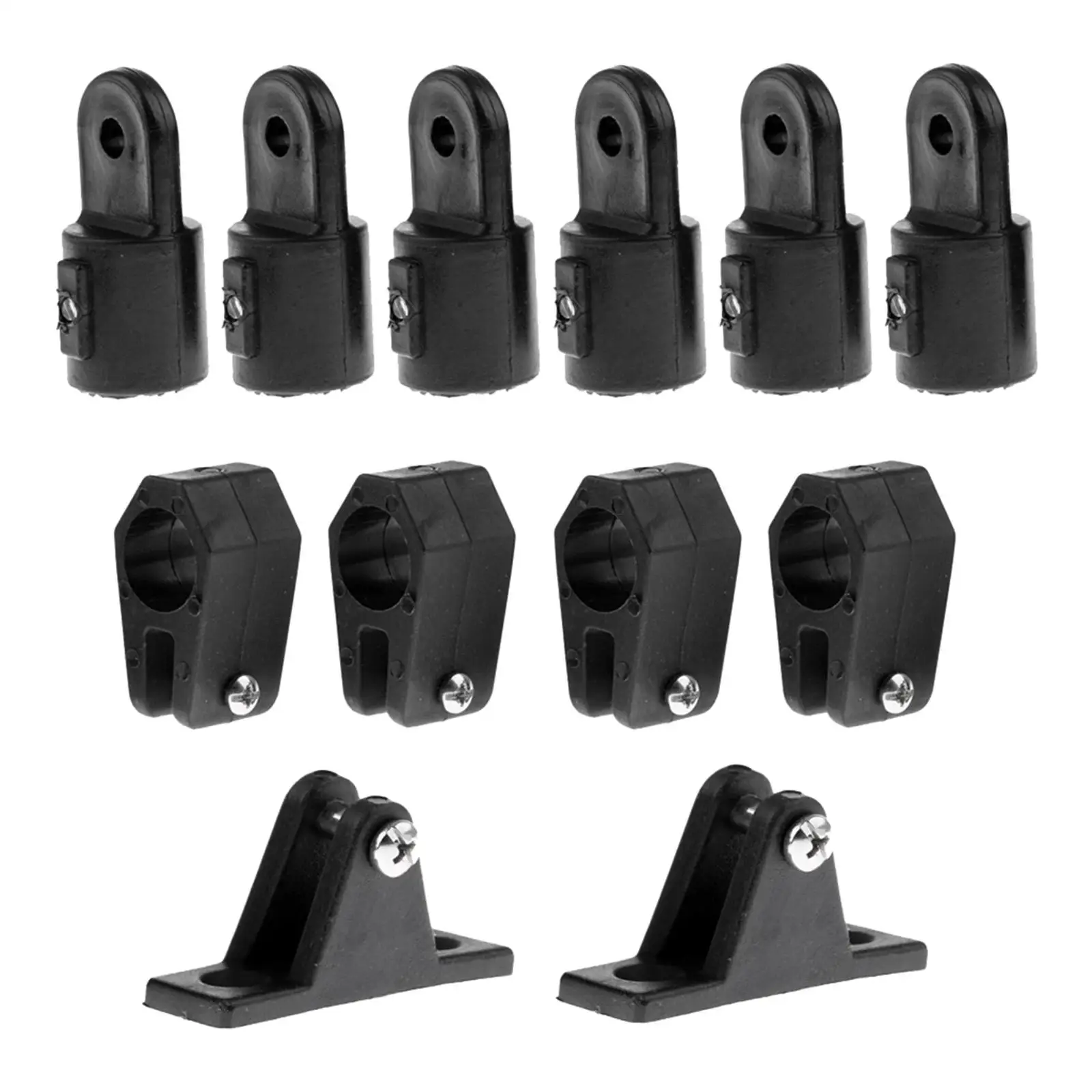 12 Pieces Set 7/8`` Boat Bimini Top Nylon Fittings - Eye End+Jaw Slide+Hinge