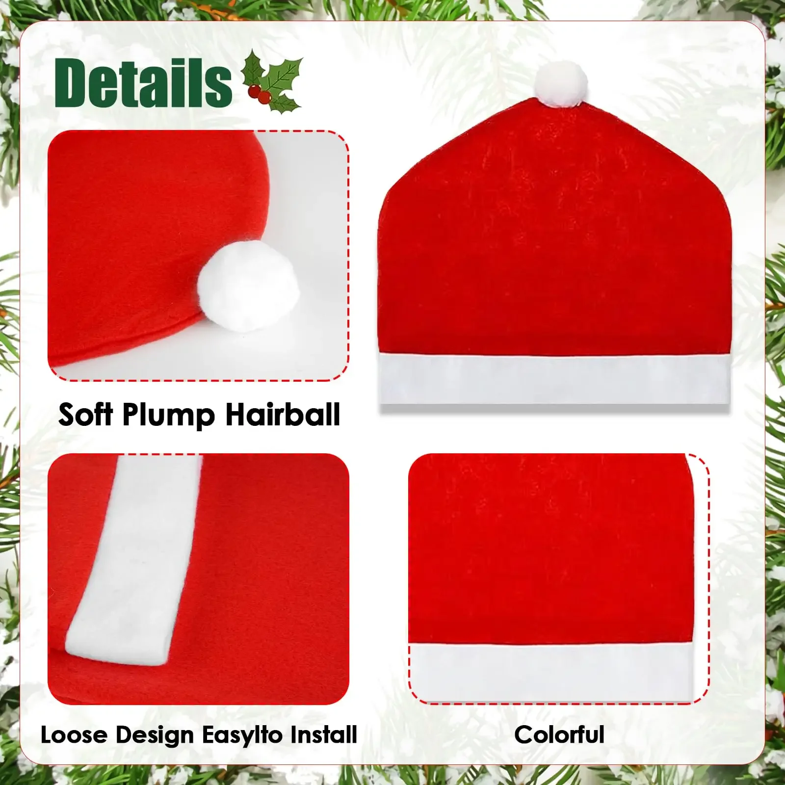 Weihnachten Autos itz Kopfstütze Abdeckung Weihnachten Ornamente Sitz schutz Santa Hut Auto Dekoration Autos itz Zubehör – Detail 6