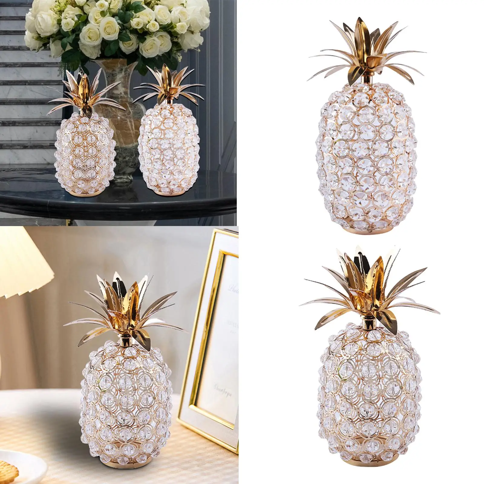 Crystal Pineapple Figurines Fruit Statue Chandelier Covers for TV Cabinet
