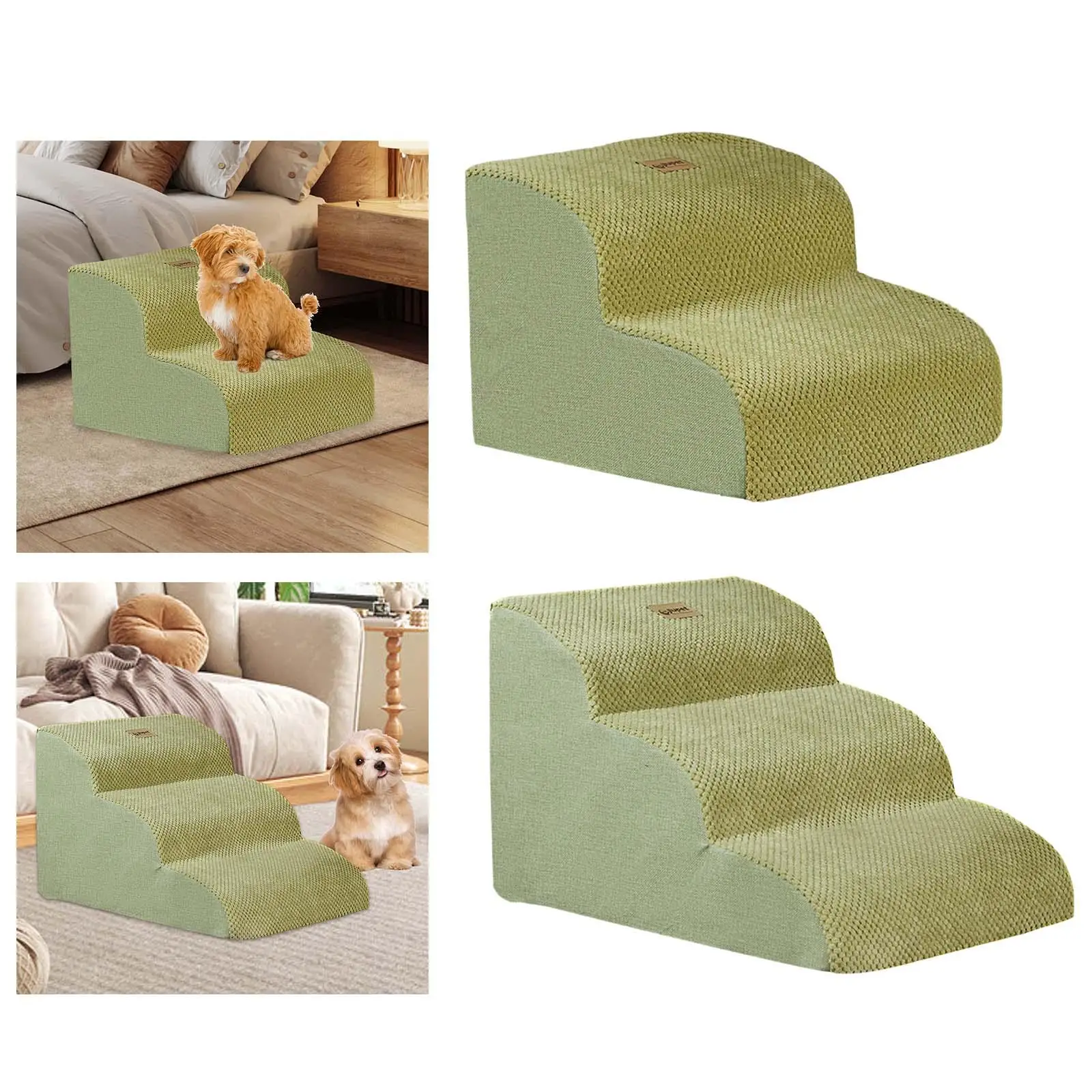 Dog Stairs Nonslip with Removable Washable Cover Pet Stairs for Small Dogs Pet Foam Ladder for Tall Bed Couch Home Play SUV