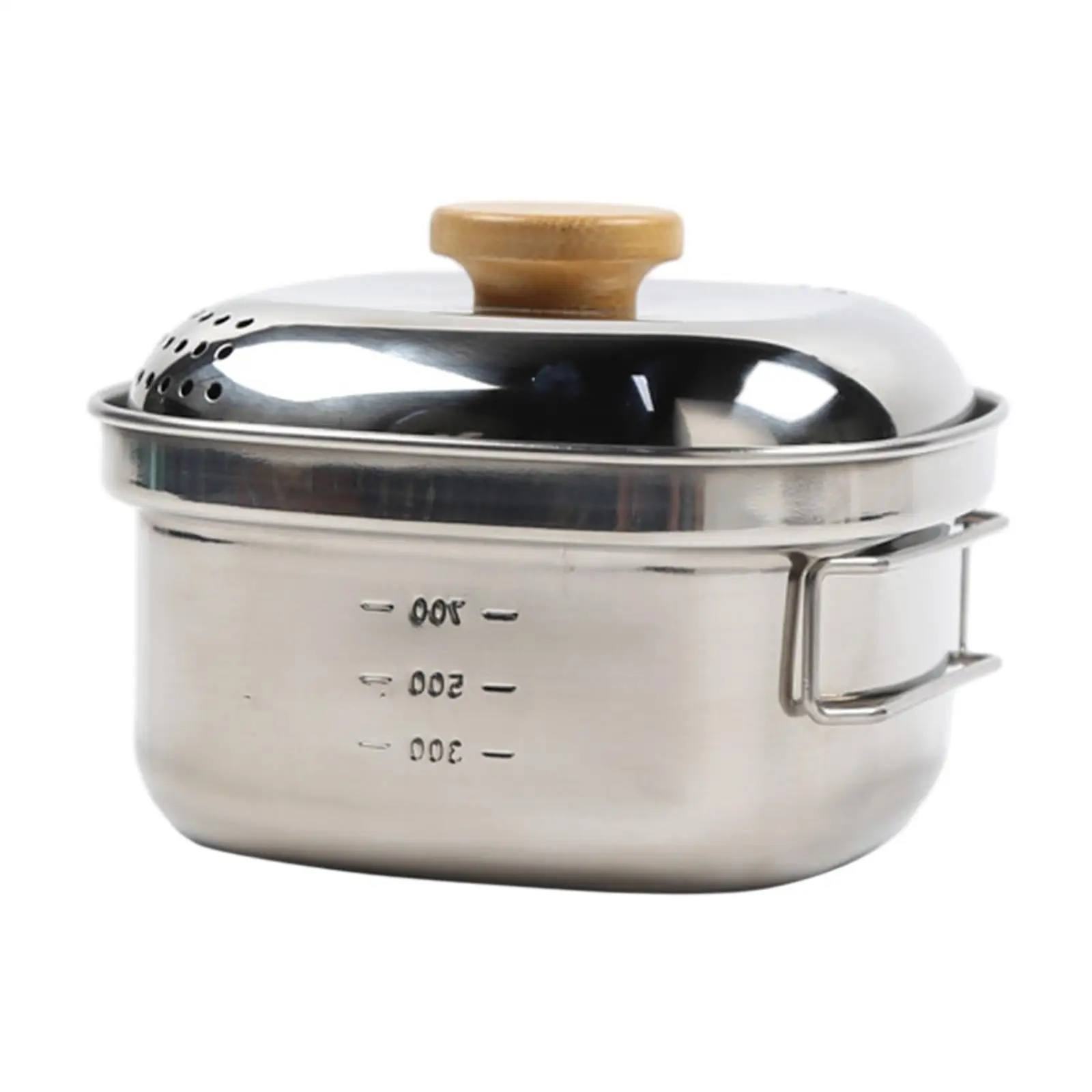 Camping Cook Pot Stainless Steel with Foldable Handle and Lid Small Cooking Pot for Traveling Picnic Home Outdoor Backpacking