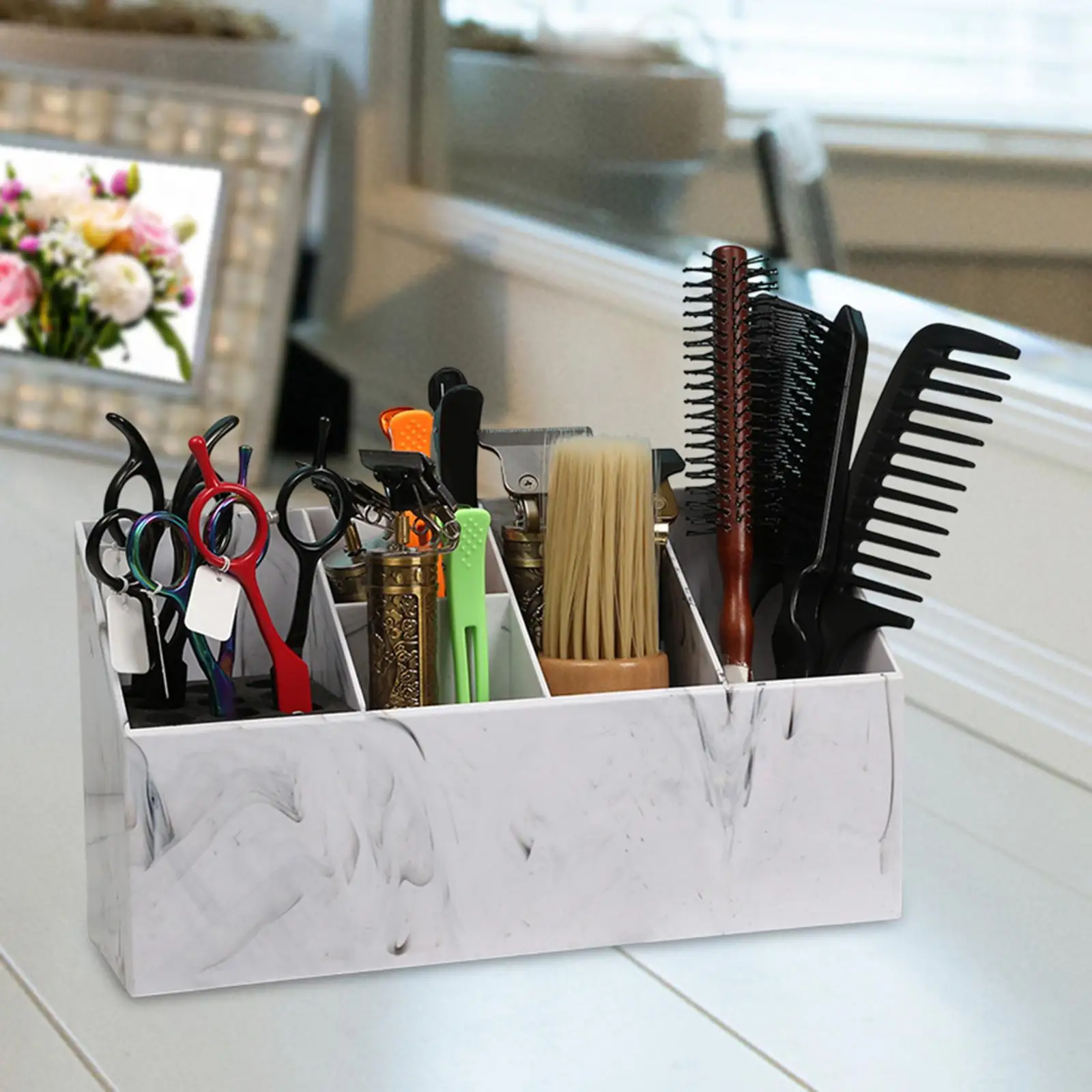 Barber Scissors Holder Box Multifunctional Professional Desk Organizer Case Comb Storage Case for Barber Supplies Brushes