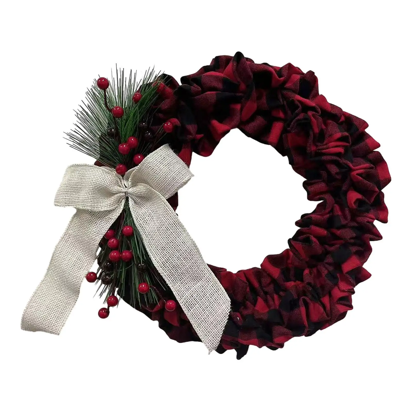 Christmas Round Wreath Hanging Artificial Wreath for Patio Fireplace Porch