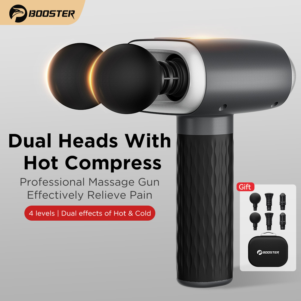 Best of Booster Electric Dual Heads Massage Gun With Hot Compress Portable 4 Gears For Muscle And Shoulder Relaxation And Pain Relief Reviews & Tips