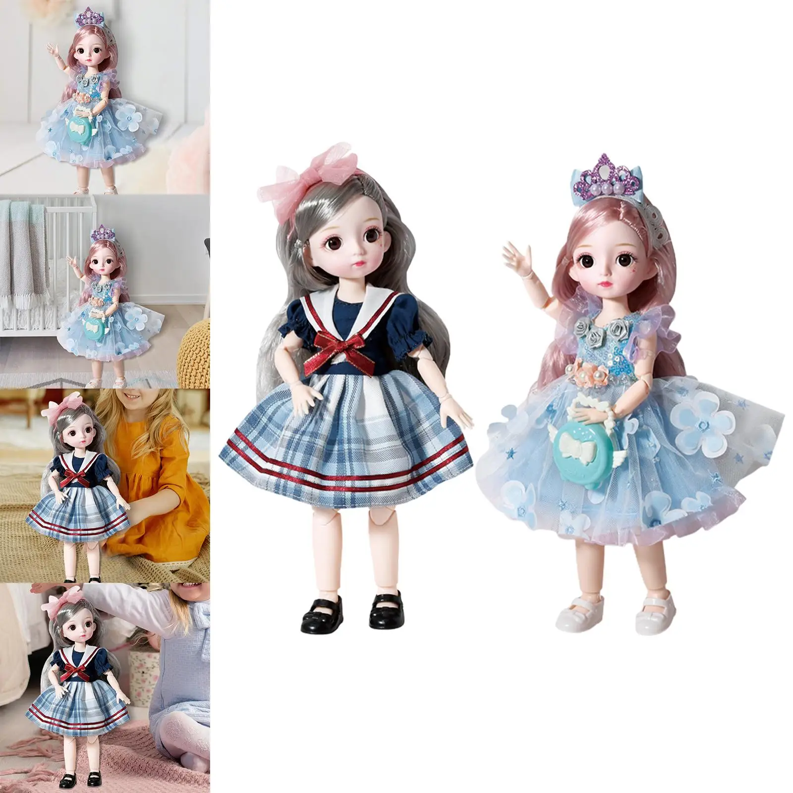 1/6 Fashion Doll Long Hair 23 Moveable Joints with Clothes and Shoes Dress Fashion Outfits Princess Doll Toy for Party