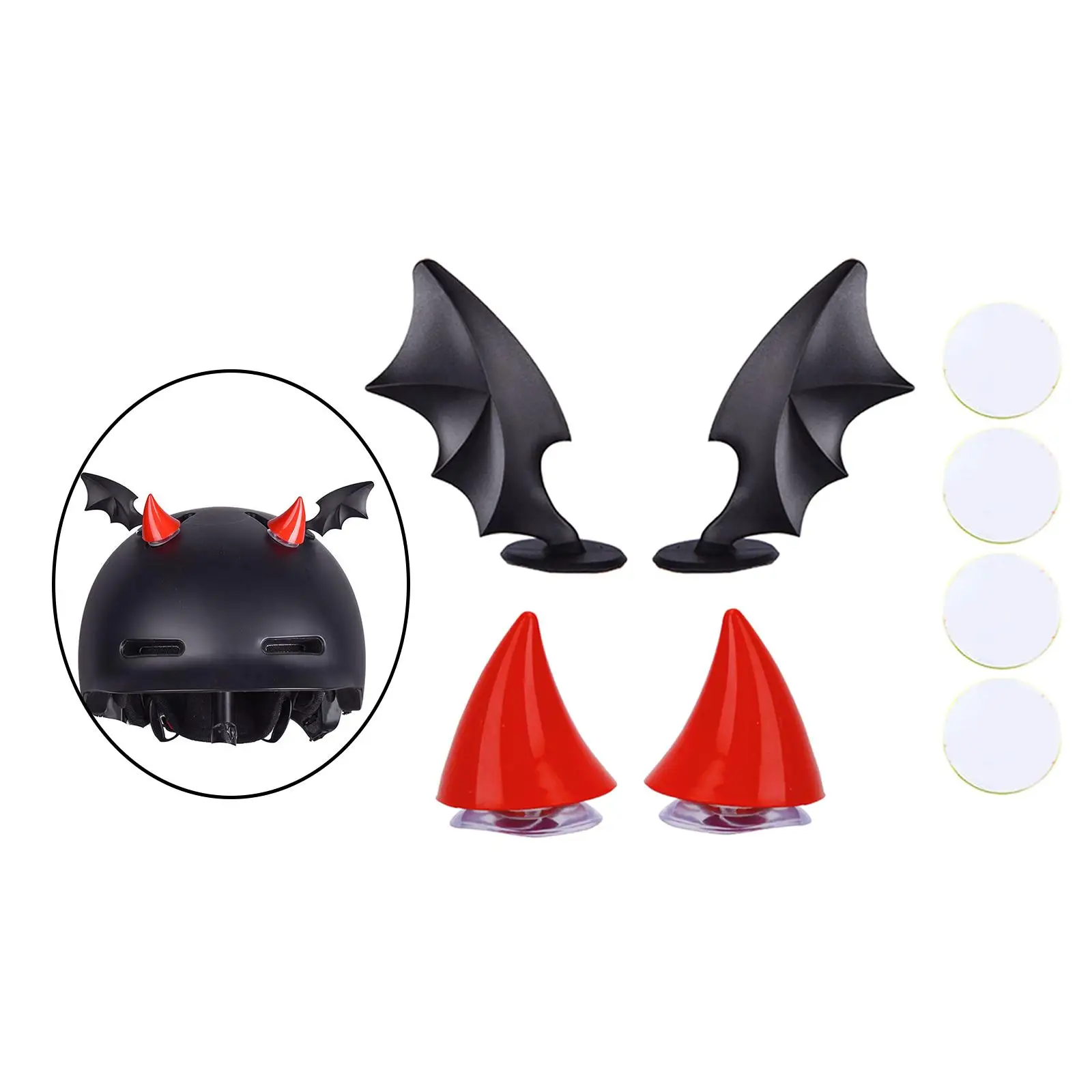 Helmet Decoration Devil Honrs & wings Combination Decor Easy to Install Cool Stylish Lovely Accessory Fit for Bicycle Helmet