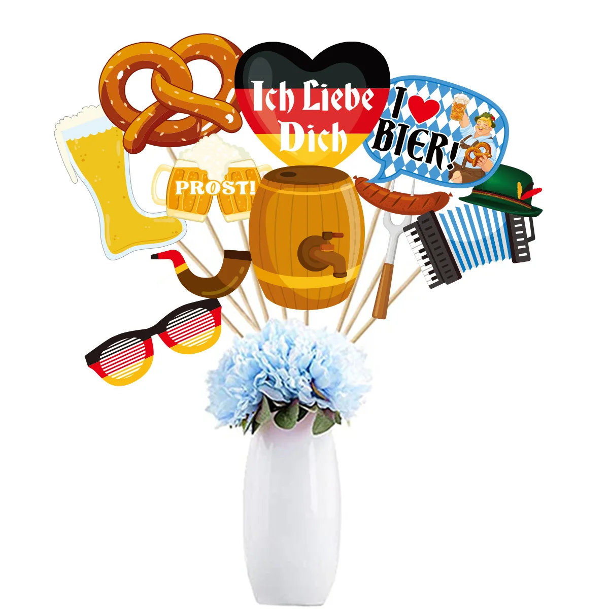 Description Picture 6 of item21Pcs Oktoberfest Theme Party Photo Booth Props for Bar Beer Festival Party Backdrop Decorations Birthday Party Favors Supplies