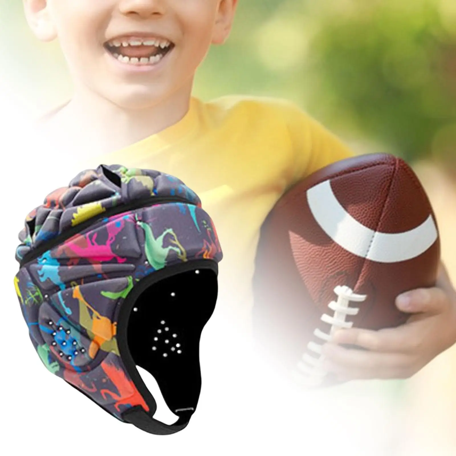 Football Hat Breathable Child Youth Shockproof Padded Rugby Headgear for Roller Skating Baseball Hockey Head Protection