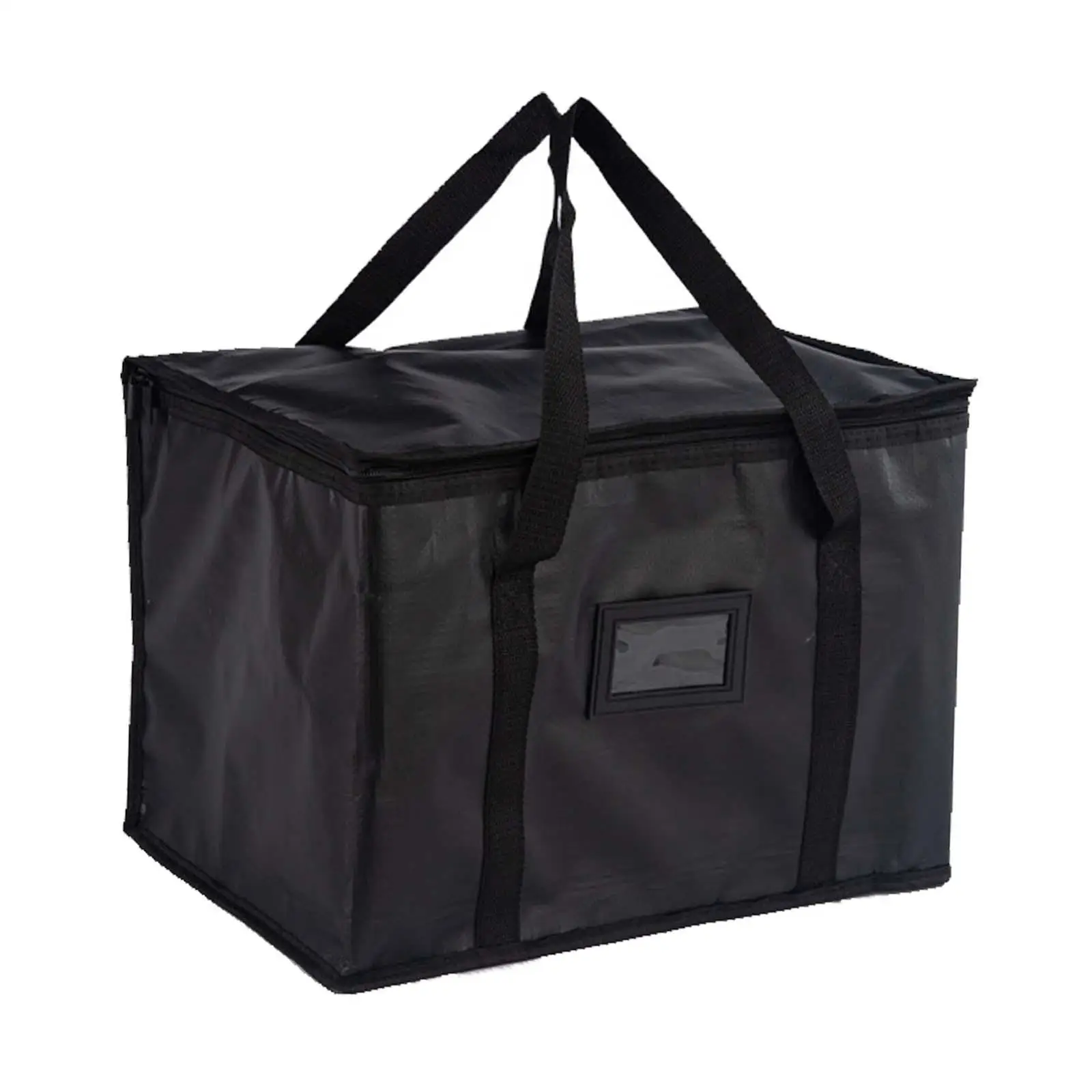 Insulated Cooler Bag Black 20wx15HX14D Inches with Zipper Closure Reusable Shopping Bag for Picnic Fishing BBQ Catering Outdoors