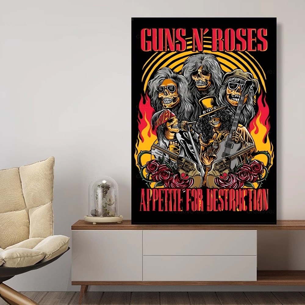 Vintage Rock Music Band G-Guns N Roses Classic Anime Poster Fancy Wall Sticker Living Room Decoration Decor Art Wall Stickers